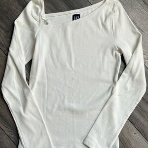 GAP Cream Ribbed Long Sleeve Shirt